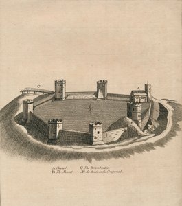 Vogelperspektive von Oxford Castle in Oxfordshire, ca. 1800