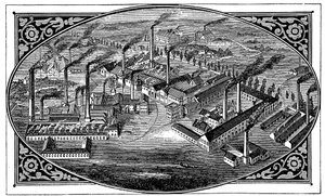 Vogelperspektive auf Krupps Werke, Essen, Deutschland, 1876 von Unbekannt