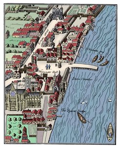 Vogelperspektive des Palace of Westminster, London, um 1560, um 1902-1905 von Unbekannt
