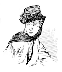 Schwarzer Krepphut mit Seidenchrysantheme und Trauerschleier, 1915 von Unbekannt