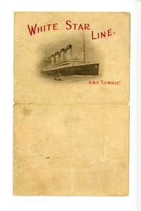 Leeres R.M.S Titanic Briefpapier [den Hurds von einem unbekannten Überlebenden gegeben], ca. 1912 von Unbekannt
