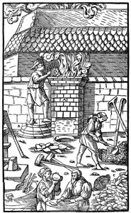 Hochofen zur Eisenerzverhüttung, 1556
