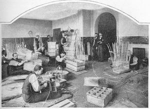 Blinde Korbmacher bei der Arbeit, Tottenham Court Road, London, um 1901-1903