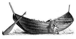 Boot für vierzehn Ruderpaare, gefunden in Nydam, Jütland, 1892