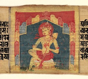 Bodhisattva in einer Berggrotte, spielt ein Saiteninstrument Vina..., ca. 1090 von Unbekannt