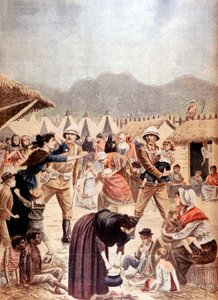 Burenfrauen und -kinder in einem britischen Konzentrationslager im Transvaal, Burenkrieg, 1901 von Unbekannt
