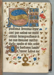 Stundenbuch Gebrauch von Metz: Fol. 27r, verzierte Initialen, um 1440