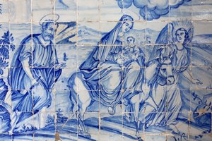 Brasilien, Bahia, Salvador: Azulejo in der Bonfim-Kirche: Die Flucht nach Ägypten