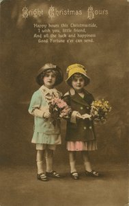Helle Weihnachtsstunden, Vintage-Weihnachtskarte, um 1900