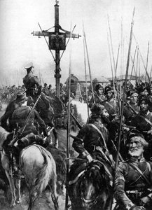 Britische Truppen passieren ein galizisches Dorf, Spanien, Erster Weltkrieg von Unbekannt