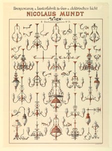 Anzeige für Gasbeleuchtungseinrichtungen, ca. 1895 von Unbekannt