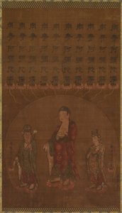 Buddha Amitabha mit zwei begleitenden Bodhisattvas, 1200er Jahre von Unbekannt