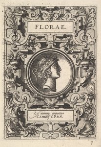 Büste von Florae umgeben von Riemenwerk, aus der Serie Deorum dearumque, ein Satz von Bildern..., 1573