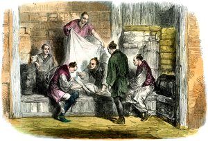Kauf von Kamelotten in einem Geschäft, Yokohama, Japan, 1865