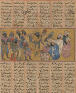 Buzurjmihr erklärt das Spiel Backgammon Nard dem Raja von Hind