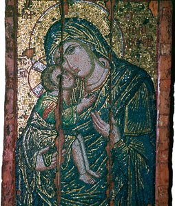 Byzantinisches Mosaik der Jungfrau und des Kindes, 14. Jahrhundert