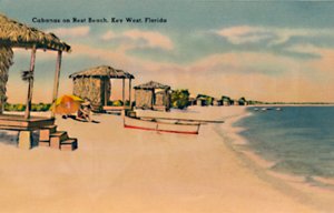 Cabanas am Rest Beach, Key West, Florida, ca. 1940er