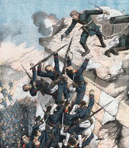 Kapitän Lebedief verteidigt heldenhaft das Bollwerk in Port Arthur, Russisch-Japanischer Krieg, 1904-1905 von Unbekannt