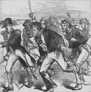 Kapitän Money führt die Blue-Jackets an, ca. 1880