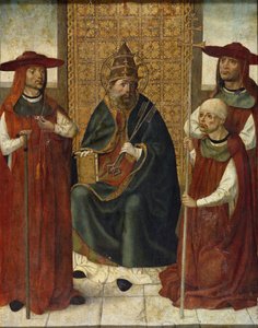 Kardinal Pedro González de Mendoza 1428-1495 betet vor dem heiligen Petrus, 1490-1495 von Unbekannt
