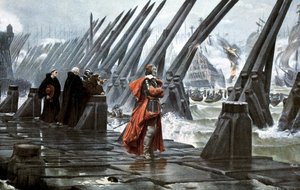 Kardinal Richelieu bei der Belagerung von La Rochelle, 1628, frühes 20. Jahrhundert