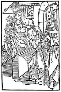 Kassandra, legendäre trojanische Prinzessin und Prophetin, die eine Prophezeiung verkündet