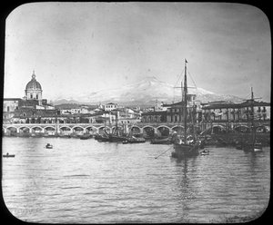 Catania und der Ätna, Sizilien, Italien, spätes 19. oder frühes 20. Jahrhundert