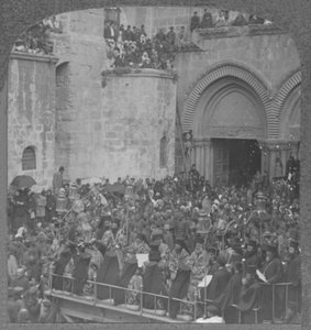 Zeremonie des Füßewaschens der Jünger in der Grabeskirche, ca. 1900