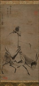 Chan-Meister reitet auf einem Maultier, vor 1249 von Unbekannt