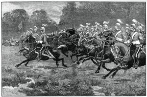 Angriff der 5. und 7. Dragonerwache, Parade im Windsor Park, 1900 von Unbekannt