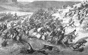 Angriff der Siebzehnten Lancers bei Ulundi, 1879, ca. 1880 von Unbekannt