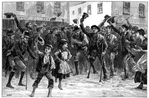 Jubel über den Namen von Lord Randolph Churchill bei der Nachricht von seinem Rücktritt, Loughrea, Irland, 1887 von Unbekannt