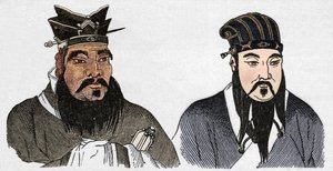 Chinesische Porträts von Konfuzius und seinem großen Anhänger Mencius, 1907 von Unbekannt