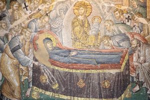 Chora-Kirche-Museum: Tod der Jungfrau Maria Mosaik (Koimesis), Istanbul, Türkei