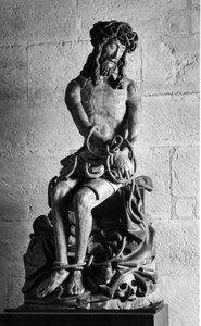 Christus mit Fesseln Skulptur. Hospices Civiles de Beaune, gegründet 1443 von Kanzler Nicolas Rolin, Beaune (Côte d