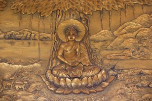 Chua Thiep Long buddhistische Pagode. Shakyamuni Buddha in der Meditationspose. Thay Ninh. Vietnam
