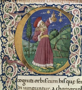 Claudius Ptolemäus. Detail einer historisierten Initiale C Cosmographia, zweite Hälfte des 15. Jahrhunderts von Unbekannt