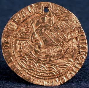 Münze Korabelnik von Zar Iwan III, Rückseite: Herrscher auf seinem Schiff