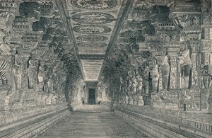 Kolonnade im Inneren des Hindu-Tempels auf der Insel Rameswaram, Südindien, ca. 1903 von Unbekannt