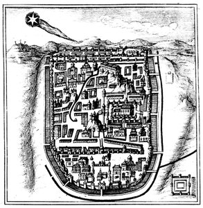 Komet von 66 n. Chr. Halley über Jerusalem