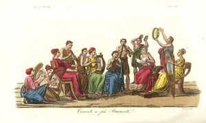 Konzert mit vielen Instrumenten, antikes Griechenland von Unbekannt