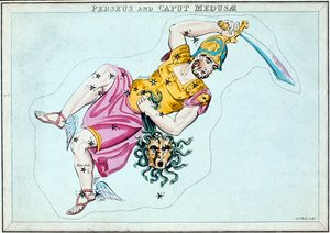 Sternbild Perseus, zeigt ihn mit dem Kopf der Medusa, ca. 1820 von Unbekannt