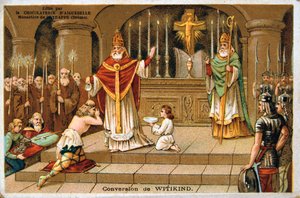 Bekehrung von Witikind, 785 n. Chr., 19. Jahrhundert von Unbekannt