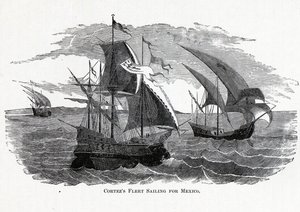 Cortezs Flotte segelt nach Mexiko, 1882 von Unbekannt