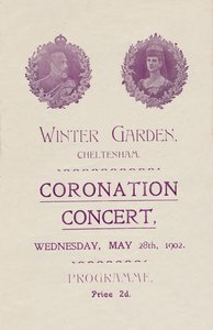 Titelblatt des Programms für ein Krönungskonzert im Wintergarten, Cheltenham, 1902