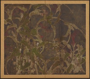 Hahnenkämme, Mais und Prunkwinden, Momoyama-Periode, 1568-1615