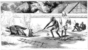 Einäscherung in Kalkutta, Indien, 1882