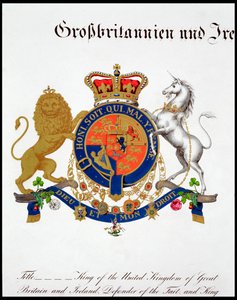 Wappen des Königs des Vereinigten Königreichs von Großbritannien und Irland und Hannover, 19. Jahrhundert