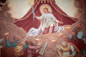 Gekrönte Maria Fresko in der Loreto-Kirche, Prag, Tschechische Republik von Unbekannt