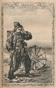 Crusoe sieht einen Fußabdruck im Sand, ca. 1870